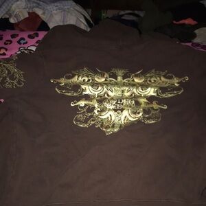 Brown Hoodie with Gold Graphic Design